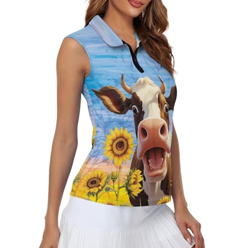 Womens Sleeveless Golf Shirts Zip Up V Neck Workout Tank Tops Quick Dry Lightweight Athletic Tops4