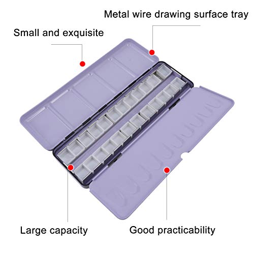 EXCEART 1 Conjunto de Latas de Aquarela Vazias Paleta 24 Grades Estojo de Tinta de Metal Organizador