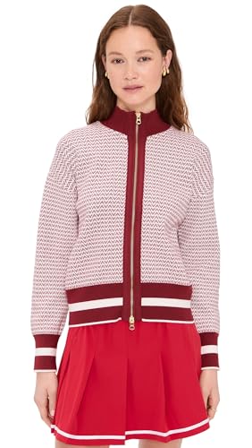 Amazon.com: Varley Women's Walter Knit Jacket, Red Dahlia/White, L