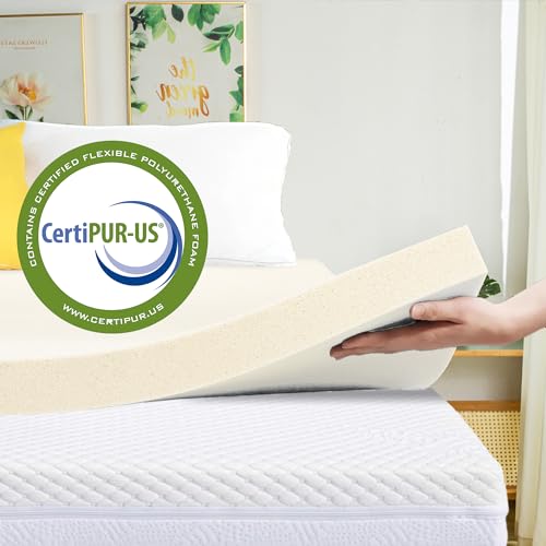 Image of Greaton, 2-Inch Copper-Infused Memory Foam Mattress Toppers, Cooling and Pressure Relieving with Airflow Design, Queen, Beige