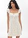 CIDER Women‘s Lace Mini Dress Square Neck Short Cap Sleeve A Line Summer Cocktail Party Dress: White, M