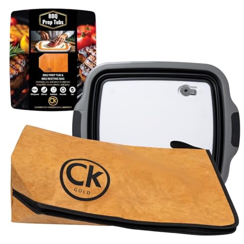 New LARGE Collapsible BBQ Prep Tub & Meat Resting Bag - BPA Free Foldable Cutting Board & Washing Tub with Leak Free, Strong Drain Hole for Meal Prep, Marinating, Food Storage, Camping & Outdoors