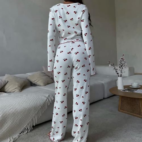 Women's Pajama Sets 2 Piece Ribbed Knit Long Sleeve Lounge Set | Ruffle Sleeve Crop Top, Cozy Ribbed Knit Long Sleeve 2 Piece Lounge Set, Wide Leg Pants, Comfy Fall Winter Loungewear - image 4