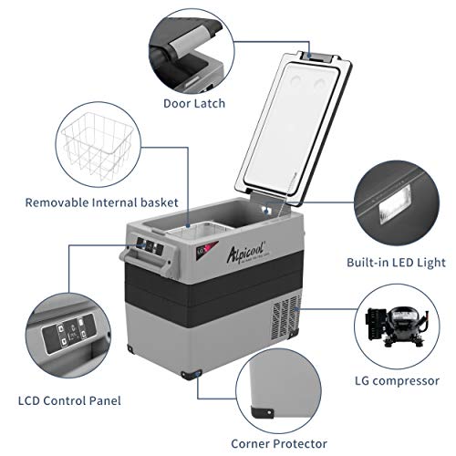 Image of Alpicool LGCF55 Portable Refrigerator 12 Volt Car Freezer 52 Quart Mini Fridge Freezer (-4℉~68℉) for Truck, RV, Vehicle, Travel, Outdoor -12 /24V DC