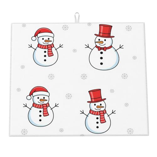 Tappetino Macchina Caffe Cartoon Snowmen Gray Snowflakes Tappetini Bancone Cucina Asciugatura Rapida Tappetino Scolastoviglie Per Bicchieri Piani Lavastoviglie 46X61Cm