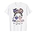 All american girl 4th of july women messy bun usa flag T-Shirt
