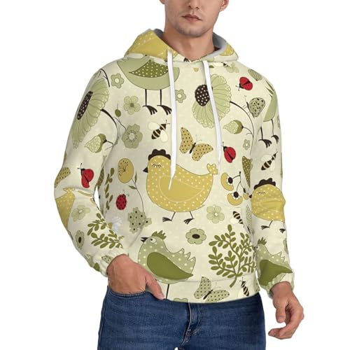 Sweat à capuche polaire homme imprimé feuilles jaunes détente