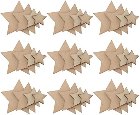 100pcs Wooden Star Slices Mini DIY Blank Wooden Craft Ornaments Unfinished Pieces Wedding Party Crafts Making Scrapbook Decoration