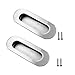 Carkio Lot de 2 poignées de porte coulissantes ovales encastrées, brossées pour chambre à coucher, salle de bain
