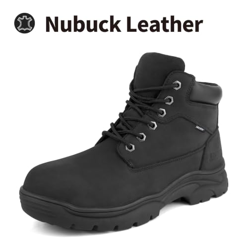 Image of Jacata Men's Work Boots for Construction Waterproof Slip Resistant Leather