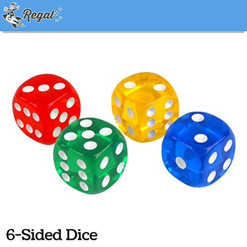 Regal Games - 6-Sided Translucent Game Dice - Standard 16Mm Size - 50-Count - Multicolor - Expansion Set For Velocity And Farkle Games - Compatible With Tenzi - Perfect For Group Events, Bulk Buying #TOP2