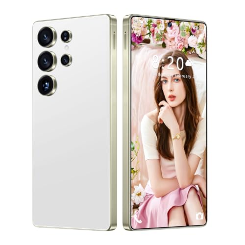 COTSRGT Smartphone S24 Ultra 5G/4G Android 14 Desbloqueado, 16 GB RAM 1 TB ROM, Pantalla HD De 7,3'' (Modo De Confort Visual), Cámara De 72 MP 108 MP, Doble SIM, Lápiz Táctil Integrado,White 7.3 Inch