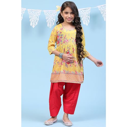 Image of BIBA Girls Biba Girls Polyester Straight Printed Suit Set