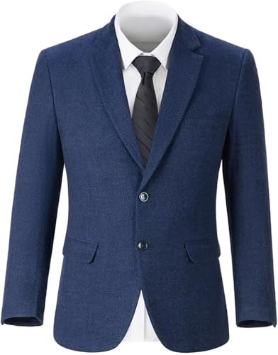 Vintage Mens Herringbone Blazer Vintage Tweed Wool Blend Sport Coat Jacket Casual Wedding Groomsmen Prom Suit Navy Blue XXXL3