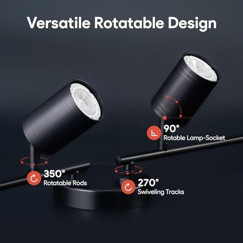 VONLUCE 4 Light Track Light Fixture, LED Track Lighting Kit with Rotatable Track Heads, 3-Color GU10 Bulbs Included, Modern Ceiling Spotlight for Kitchen Office Closet Studio Bedroom, Black