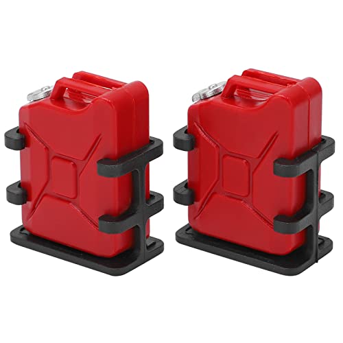 POENVFPO RC Car Simulated Fuel Decoration for 1/8 1/10 RC Crawler Car for SCX10, 2 Pack Mini Oil Can Upgrade Accessory (Red)