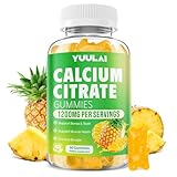 Calcium Citrate Gummies 1200mg, Chewable Calcium Supplements for Women & Men, Sugar Free Calcium Gummies for Bone, Muscle & Immune Support, Pineapple Flavor, 60 Count