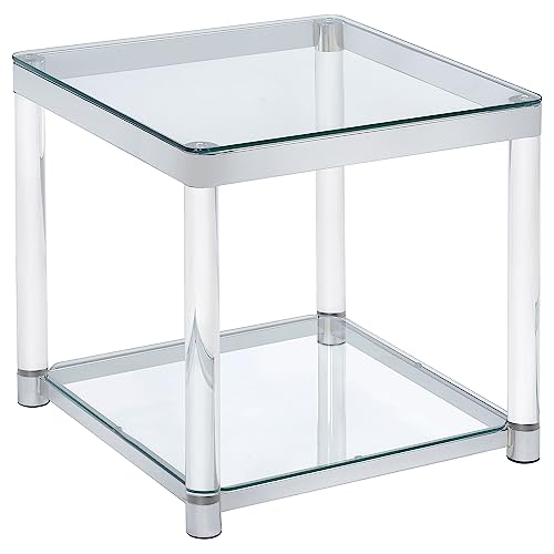Coaster Home Furnishings Anne End Table with Lower Shelf Chrome and Clear