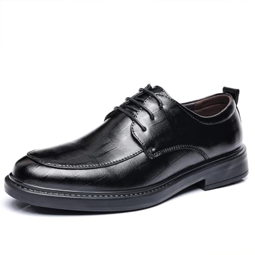 Image of Men's Dress Shoes Casual Oxford Lace-up Fashion Business Formal Shoes Black 44