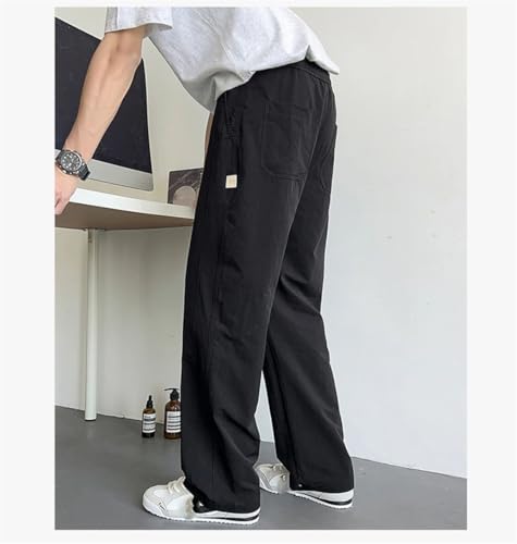 Men Ultra-Thin Ice Silk Quickly Dry Casual Pants Loose Elastic Waist Trousers2