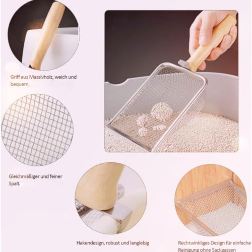 Pala para arena de gatos acero inoxidable,Recogedor de arena para gatos,Utensilios limpieza arenero,Productos para mascotas,Higiene felina para Mango,Duradero,Antiadherente Arena - imagen 6