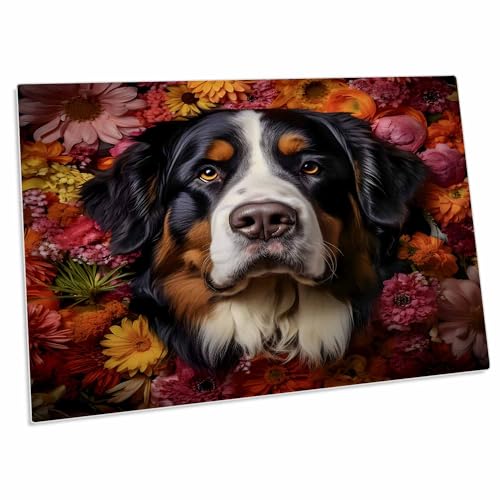 Base de escritorio 3dRose Bernese Dog con fondo floral miniatura 1