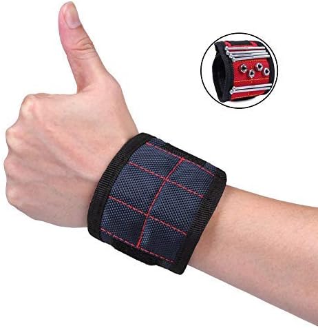 Magnetic Wrist band, ANGTUO Strong Powerful Magnetic tools holder for Screws, Nails, Drill Bits(Blue)