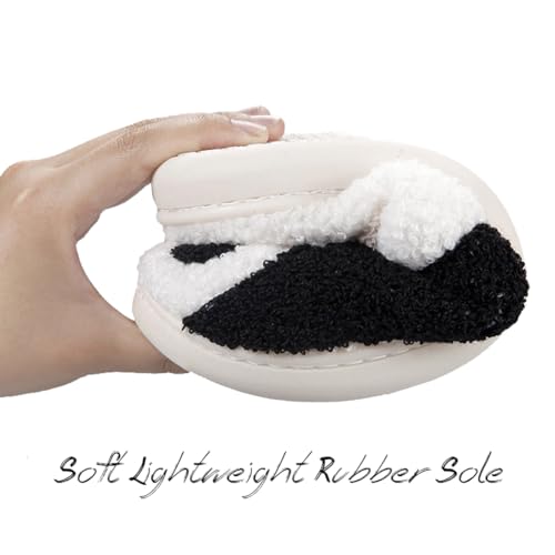 Image of Women's Men's Preppy Happy Face Slippers Comfy Warm Plush Slip-On House Slipper for Winter Indoor Soft Cushion Non-slip Fluffy Slides Slippers