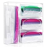 DEZYN Acrylic Ziplock Bag Organizer And Dispenser For Kitchen Storage, Compatible With Various Sizes,Holds Gallon Quart,Snack,Sandwich Bags-Clear