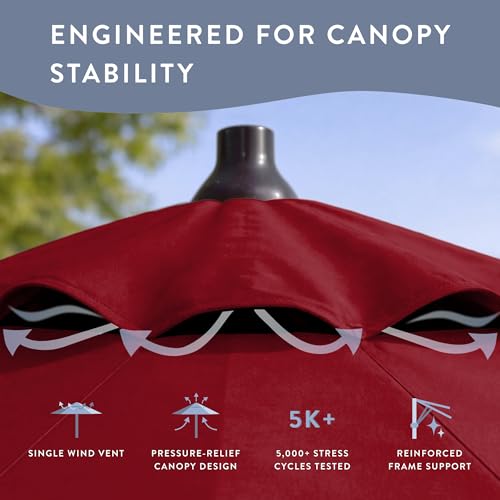 Image of California Umbrella 8-Year Protection 9 Ft Outdoor Patio Umbrella, Solstice Fade-Resistant Fabric, Auto-Tilt, Heavy Duty Aluminum Frame, 8 Reinforced Ribs for Pool or Deck, Bronze Pole