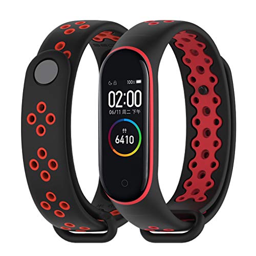 Pulseira Extra para Xiaomi MI Band 4, Preta com Vermelha Nike