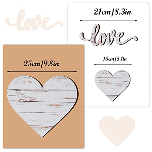Chitidr 3 Pieces Heart Shaped Wood Sign Heart-Shaped Wooden Wall Sign Wood Heart Wall Decor Rustic Hanging Sign Wooden Heart Plaque For Home Farmhouse Living Room Bedroom (White) #TOP2