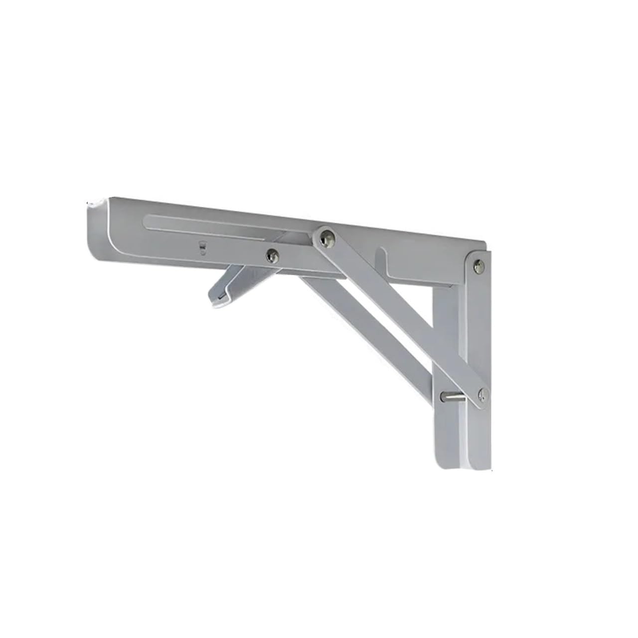 Linypa66 2Pcs White 14Inch Folding Shelf Brackets 2Pcs Heavy Duty Stainless Steel Folding Shelf Brackets Collapsible Wall Mounted L-Table Hinges For Bench & Table With Screws(2Pcs White 14Inch)