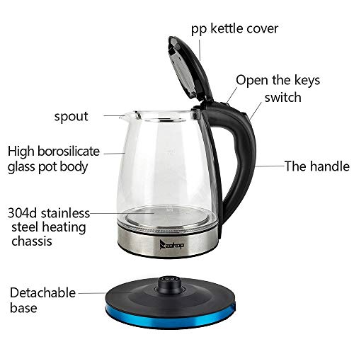 Tetera Eléctrica de Vidrio y Acero con LED 7 Colores 1.8L miniatura 4