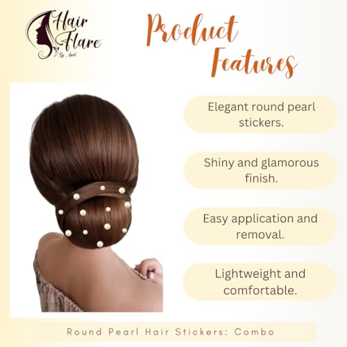 Image of Hair Flare Round Pearl Hair Stickers: Combo of 18 (6mm) & 16 (8mm) pearl, Easy Stick-On, No Pins Needed, Pack of 34 2860 Silver
