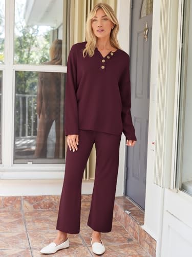 Image of LILLUSORY Women's 2 Piece Lounge Sets Oversized Slouchy Matching Cozy Knit Sets