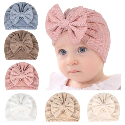Image of Yili Maizi Baby Turban Newborn Girl Hospital Hat Cotton Toddler Big Hair Bow Infant Toddler Kid Headwrap