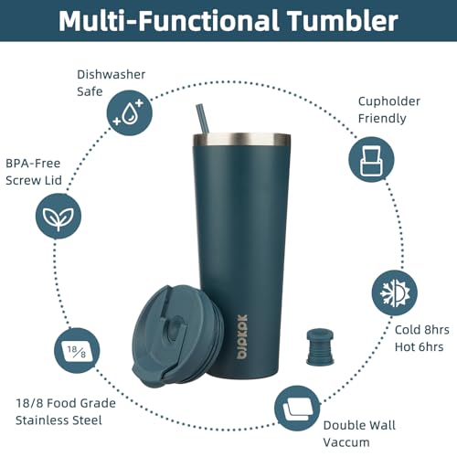Image of BJPKPK 26 oz Coffee Tumbler with Straw, Insulated Stainless Steel Cup