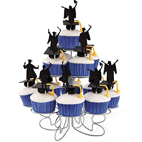 36 Pcs 2023 Student Graduation Cupcake Toppers Black Glitter Class Of 2023 Boys Girls Graduate Cap Cupcake Picks For 2023 Graduation Theme Party Cake Decorations Supplies #TOP4