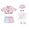 Zapf Creation 705957 Baby Annabell Deluxe Frühling 43 cm – Puppenkleidung Set bestehend aus rosa Puppenjacke, Rock, Mütze, weißem Shirt, Sonnenbrille und Socken
