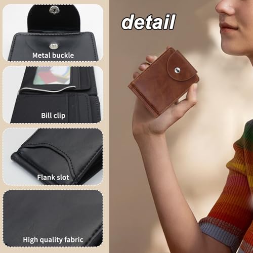 Slim Wallet for Men, Stylish Buckle Men’s Wallets with ID Window and Rear Card Slot Front Pocket Wallets for Men (Black)4