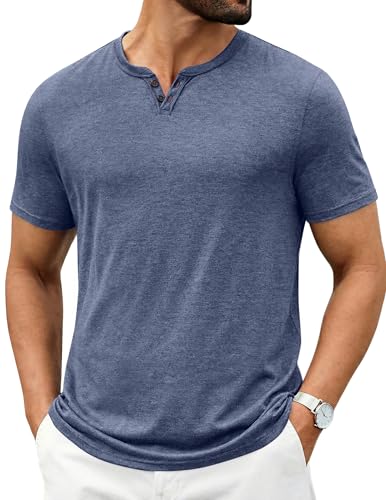 COOFANDY Men's Blue T Shirts Short Sleeve Soft V Neck T-Shirt