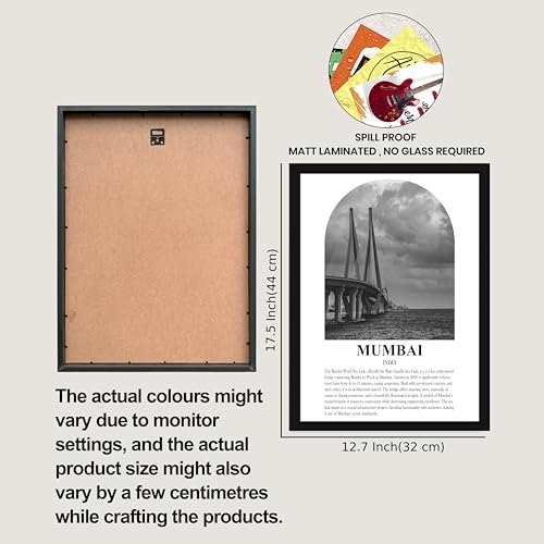 Image of PAINTINGMANTRA Framed Painting A3 Mumbai Wall Art Prints Pack of 6,Heritage Landmark, Gateway of India, Bollywood Cityscapes, Photos for Living Room,Bedroom, Office Decoration (32x44 cm)