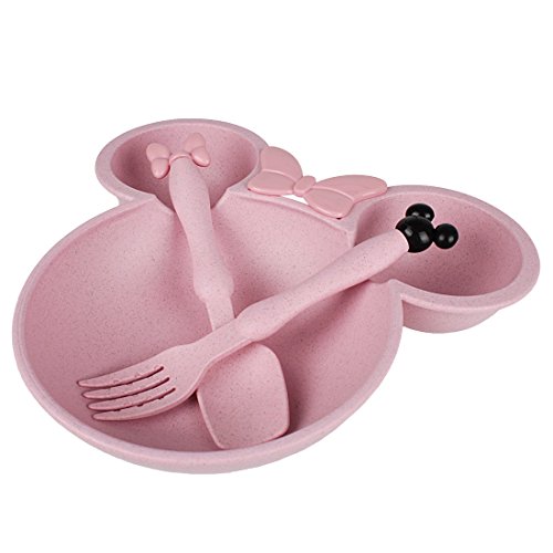 Andux Zone Baby Bowl Bébé Enfant bol cuillère d'Apprentissage Vaisselle Set Bébé ERWTZ-01 (rose)