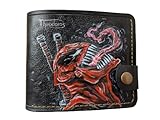 Men's 3D Genuine Leather Wallet, Hand-Carved, Hand-Painted, Leather Carving, Custom wallet, Personalized wallet, Venom, Marvel Comics, Eddie Brock, Superhero wallet, Spiderman, Deadpool