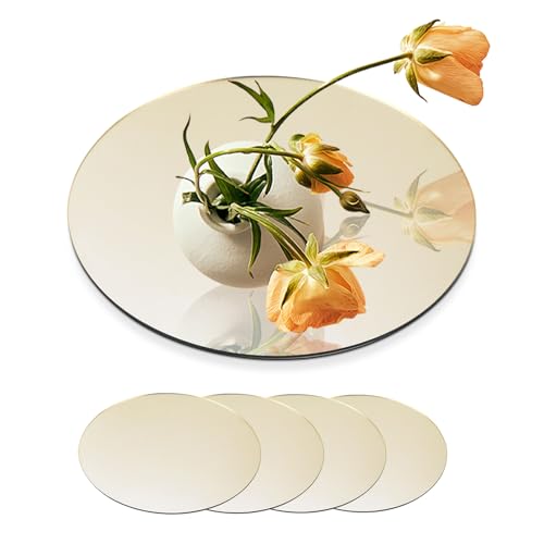 Strehknewen Decoración de Bodas Espejo Redondo Dorado 20 cm (Pack de 4) – Bandejas Decorativas para Mesa de Boda, Centro de Mesa, Acrílico sin Adhesivo，Ideal para Eventos