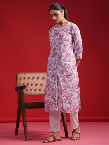 Image of INDO ERA Women's Pure Cotton Printed A-Line Casual Kurta (SHDPU7658)