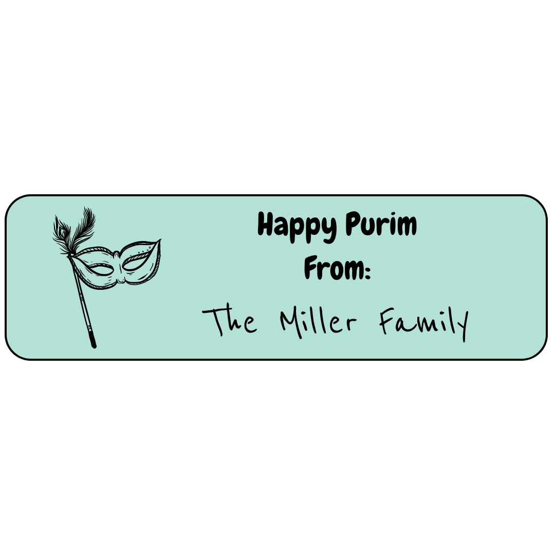 150 Purim Shalach Manot Labels Mask – Happy Purim from Adhesive Labels for Gifts, Name Tages, Envelopes, Shalach Manos, Custom Purim Stickers on