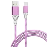 USB C Charger Cable, Light up Charging Cable 2M Support Data Transmission, Type C Cable Fast Charging USB A to USB C for iPhone iPad Huawei Android Phone 5V2A (Pink, 1 PC)