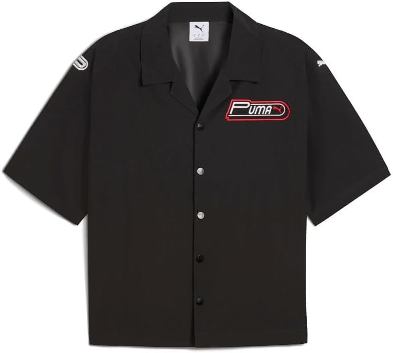 PUMA Mens Future..Archive Graphic Boxy Racer Short Sleeve Button Up Shirt Casual Tops Casual - Black